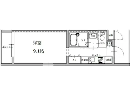 LA VITA東寺(1K/2階)の間取り写真