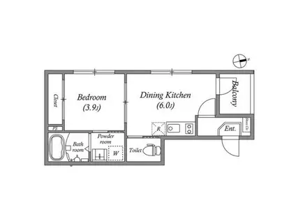近鉄京都線 伏見駅(京都) 徒歩6分 3階建 築2年(1DK/2階)の間取り写真