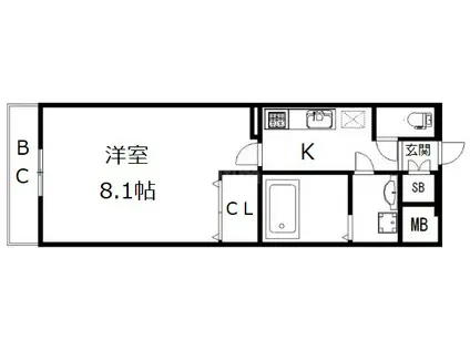 アドバンス京都アリビオ(1K/2階)の間取り写真