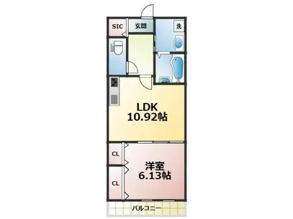 ネクスト伏見(1LDK/1階)の間取り写真