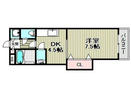 クオレッツァ山科(1DK/3階)の間取り写真