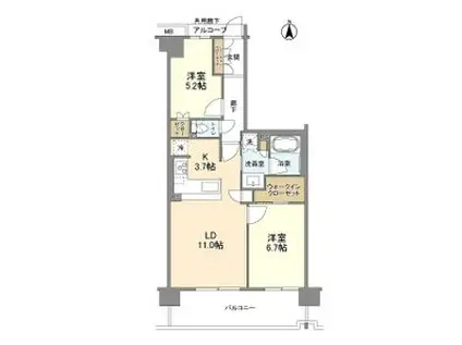 メイツ京都西大路(2LDK/4階)の間取り写真