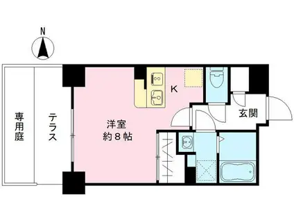 THE GARNET SUITE RESIDENCE 西七条(1K/1階)の間取り写真