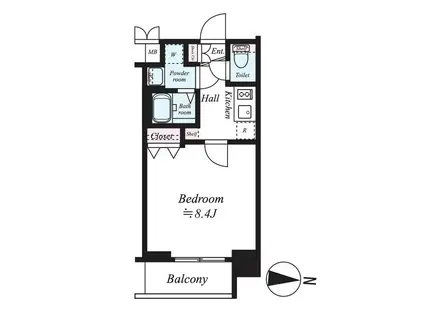 プレサンス京都洛南(1K/2階)の間取り写真