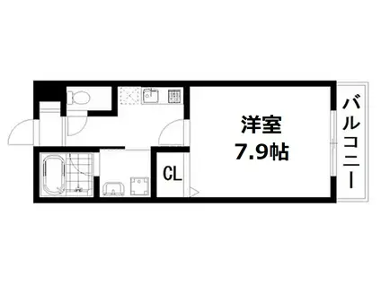 グラカン京都駅前 悠(1K/2階)の間取り写真