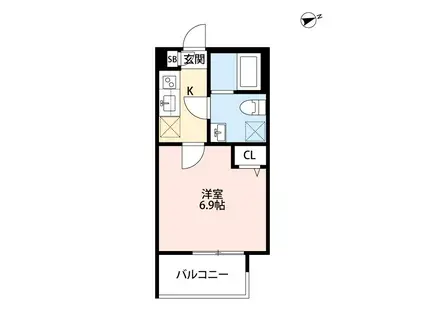 サンロイヤル深草(1K/3階)の間取り写真