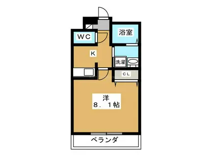 クレドール東福寺(1K/2階)の間取り写真