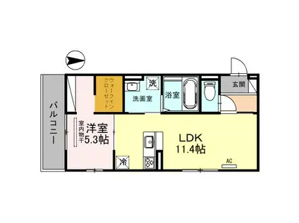 JFORT京都山科2(1LDK/2階)の間取り写真
