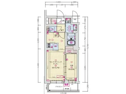 ソルテラス京都東寺HOMARE(1LDK/1階)の間取り写真