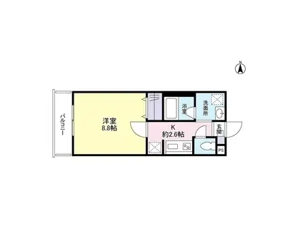 サウス・サントゥールくいな橋(1K/1階)の間取り写真