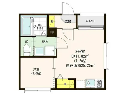 プリマヴェーラ九条(1DK/1階)の間取り写真