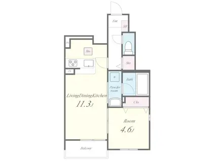 グレーヌ東寺(1LDK/1階)の間取り写真