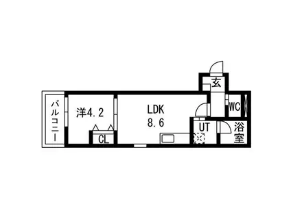 ALEGRIA六地蔵(1LDK/2階)の間取り写真