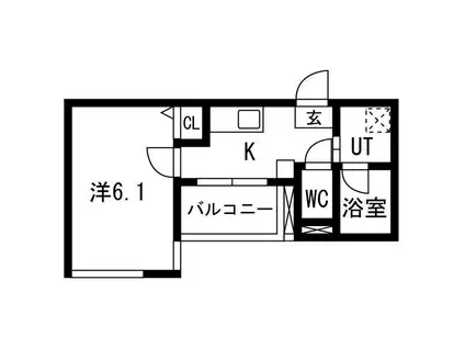 ALEGRIA六地蔵(1K/2階)の間取り写真