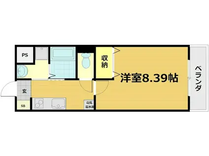 フラットオクA(1K/2階)の間取り写真