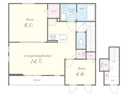 京阪電気鉄道京阪線 伏見桃山駅 徒歩6分 2階建 築4年(2LDK/2階)の間取り写真
