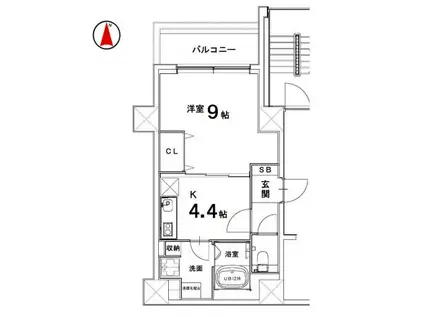 ベルビュー七条河原町(1DK/5階)の間取り写真