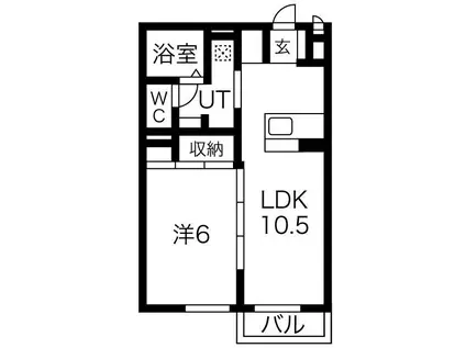 インテグラルフラッツ(1LDK/2階)の間取り写真
