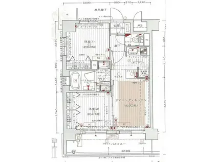 東海道本線 京都駅 徒歩7分 7階建 築14年(2LDK/6階)の間取り写真