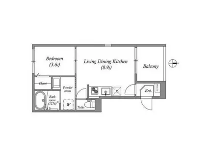 近鉄京都線 竹田駅(京都) 徒歩10分 3階建 築3年(1LDK/3階)の間取り写真