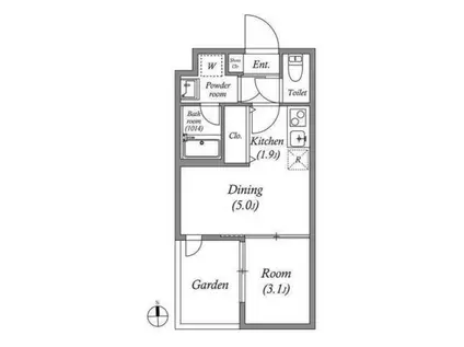 VINA山科ウエスト(1DK/2階)の間取り写真