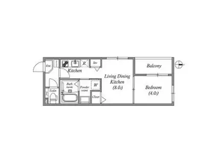 HARMONY TERRACE-SY 椥辻(1LDK/2階)の間取り写真