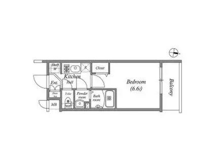 ファステート京都東福寺パラベル(1K/1階)の間取り写真