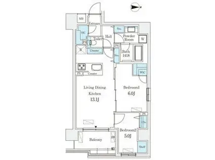 STANDZ河原町五条(2LDK/9階)の間取り写真