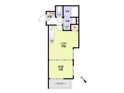 フラッツ六地蔵(1LDK/2階)の間取り写真