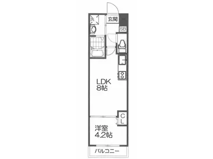 サクシード伏見車町1ST(1LDK/2階)の間取り写真