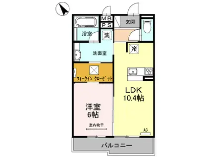 マジェスティ サザン Ⅱ棟(1LDK/1階)の間取り写真