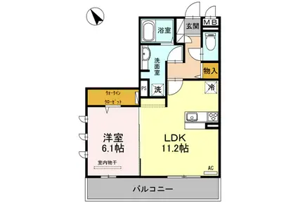 マジェスティ サザン Ⅱ棟(1LDK/2階)の間取り写真