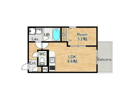 ジーメゾン山科ノース(1LDK/1階)の間取り写真