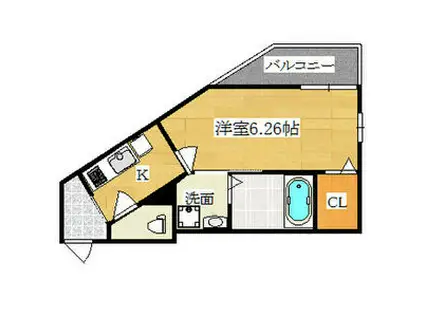 KTIレジデンス深草(1K/1階)の間取り写真