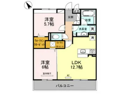 マジェスティ サザンI棟(2LDK/1階)の間取り写真