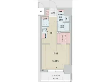 ベラジオ雅び烏丸十条Ⅱ(1K/2階)の間取り写真