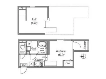 ハーモニーテラス東野八反畑町2(1DK/1階)の間取り写真