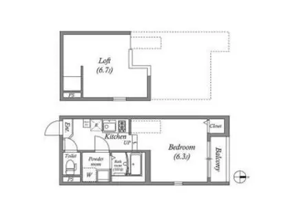 ハーモニーテラス東野八反畑町2(1DK/1階)の間取り写真