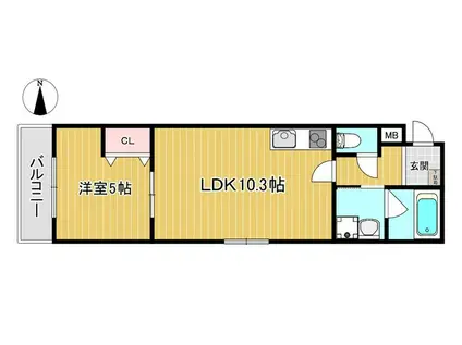 グラン・レガロ丹波橋(1LDK/2階)の間取り写真