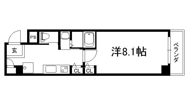 ウエスト一条(1K/2階)の間取り写真