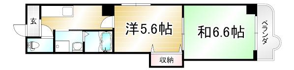 ソレイユ北山(2K/4階)の間取り写真