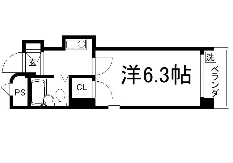 プラザ出水通(1K/6階)の間取り写真