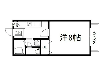 セジュール雅Ⅱ号館(1K/1階)の間取り写真