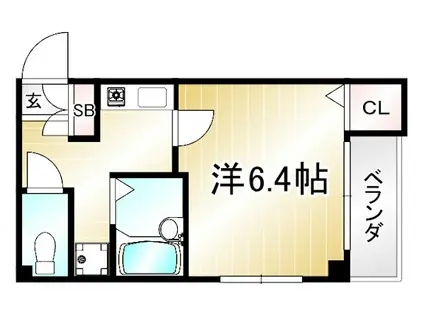 西陣パークハイツ(1K/3階)の間取り写真