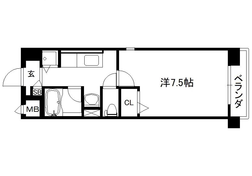 ステラ新町(1K/2階)の間取り写真