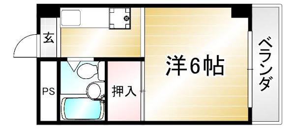 ラ・フォンテ御所西(ワンルーム/2階)の間取り写真