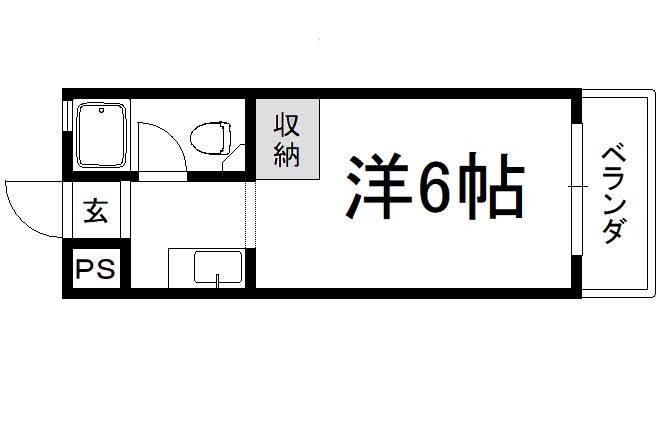 シャトー若草(ワンルーム/3階)の間取り写真