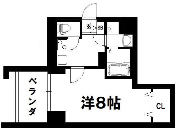 プレサンス京都北野白梅町(1K/2階)の間取り写真