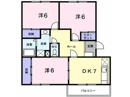 アメニティ興戸(3DK/1階)の間取り写真