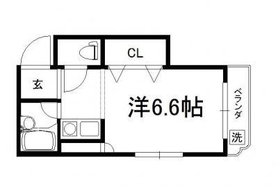 シティーアスカ(ワンルーム/4階)の間取り写真